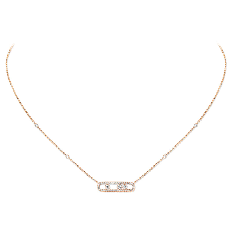 18K Pink Gold Diamond Baby Move Pavé Necklace
