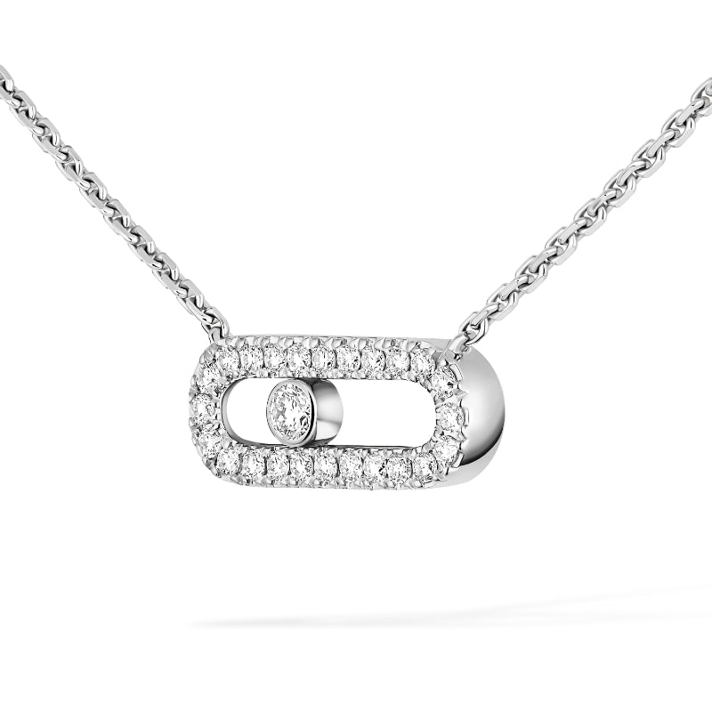 18K White Gold Diamond Move Uno Pavé Necklace