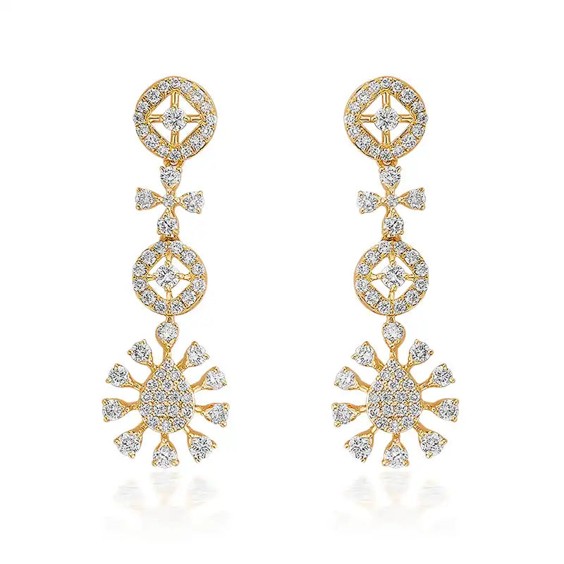 Floral, Lady-Like Evening Wear Diamond Necklace & Earrings