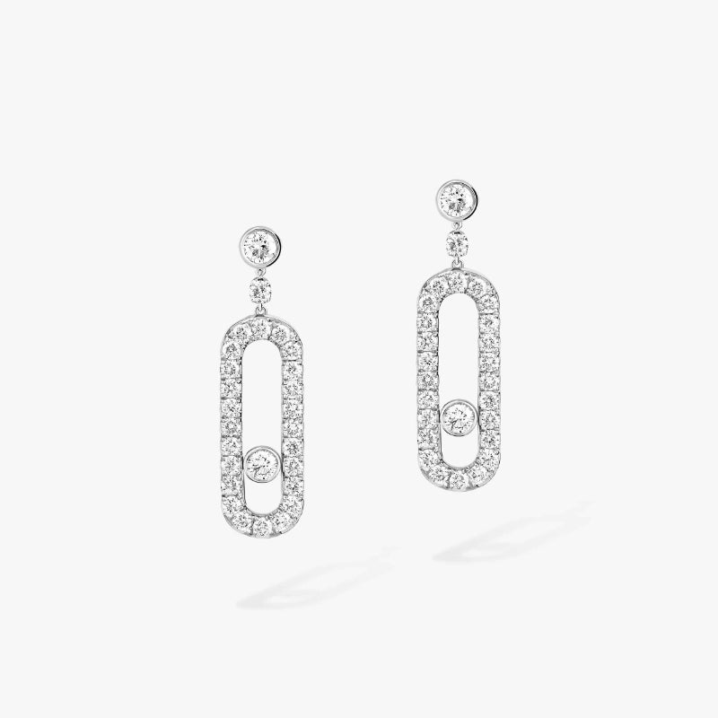 1 Pair of 18K White Gold Diamond Move Uno Stud Earrings