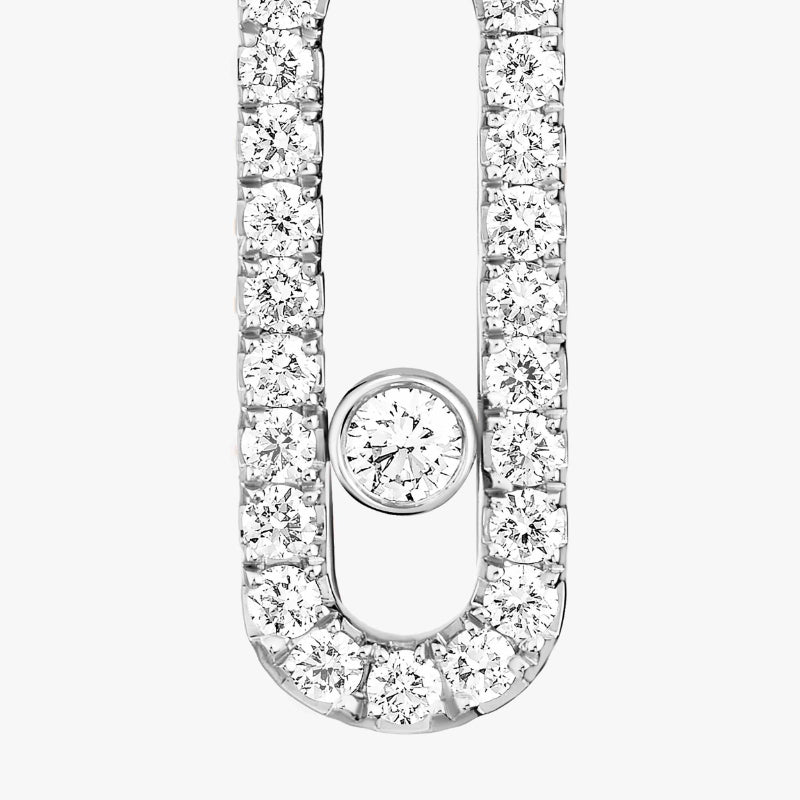1 Pair of 18K White Gold Diamond Move Uno Stud Earrings