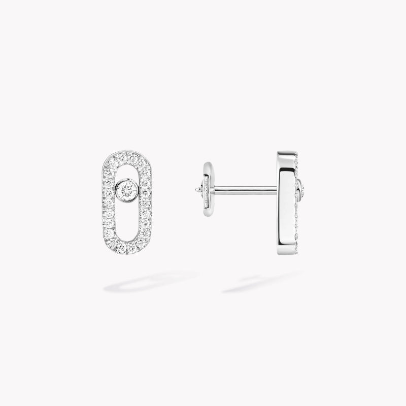1 Pair of 18K White Gold Diamond Move Uno Pavé Earrings