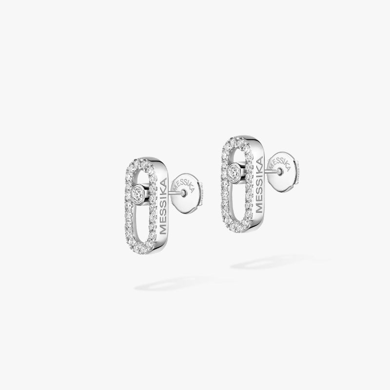 1 Pair of 18K White Gold Diamond Move Uno Pavé Earrings