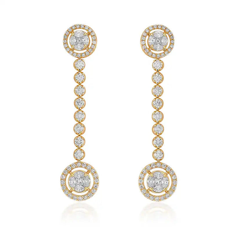 Showstopping, Classy Diamond Necklace & Earrings Yellow Gold