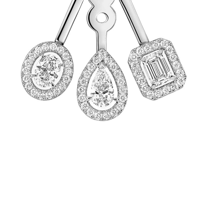 18K White Gold My trio Asymmetrical Earrings