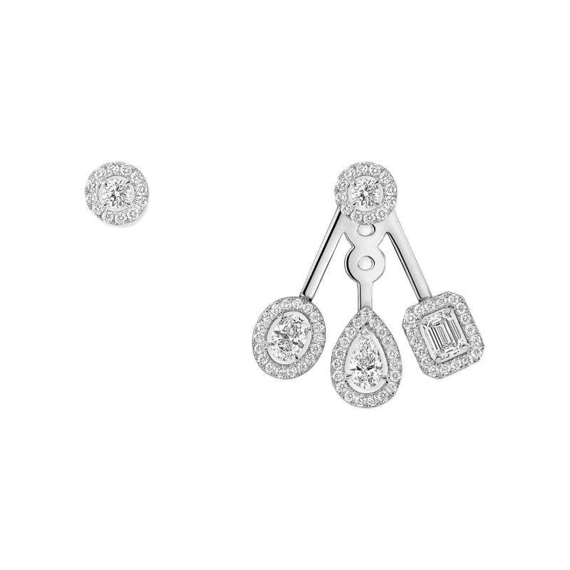 18K White Gold My trio Asymmetrical Earrings
