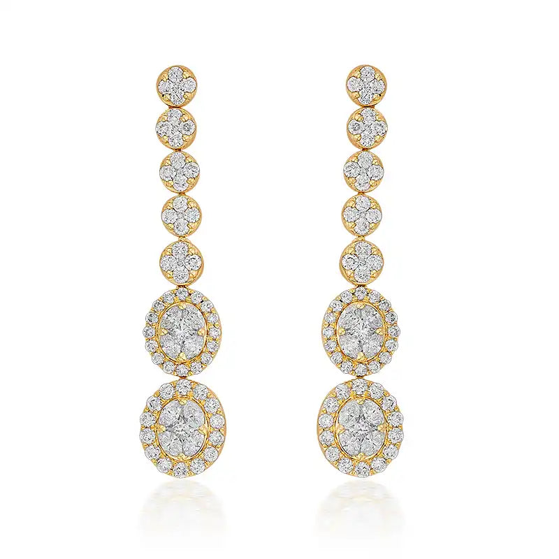 Angelic, Intricate Diamond Necklace & Earrings in Yellow gold