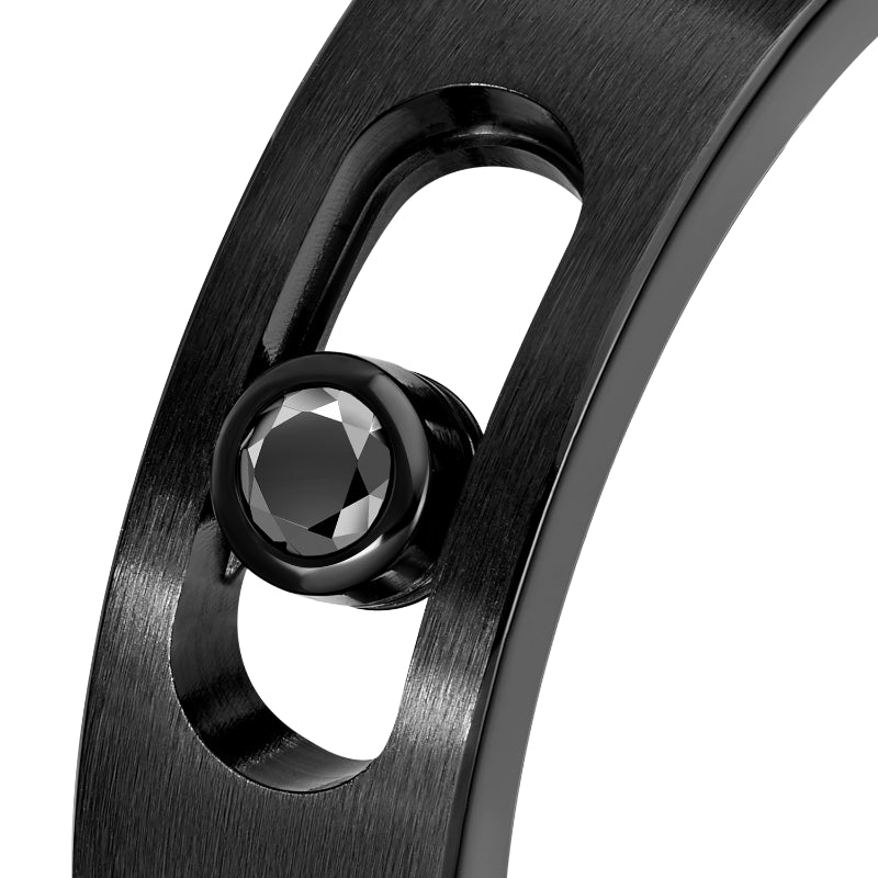 Black Titanium Diamond Move Titanium Ring