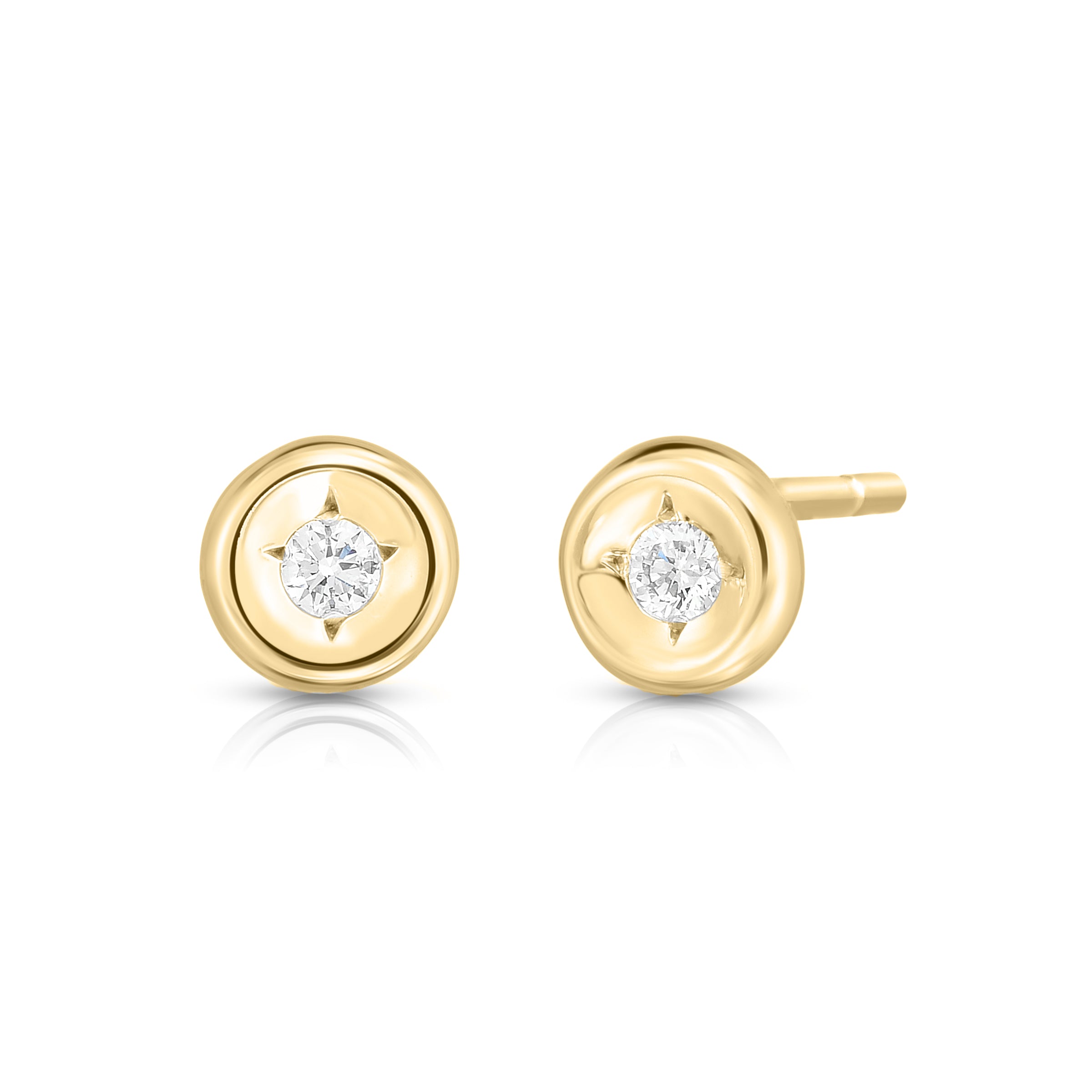 18K YELLOW GOLD TINY TREASURES BEZEL SET EARRINGS