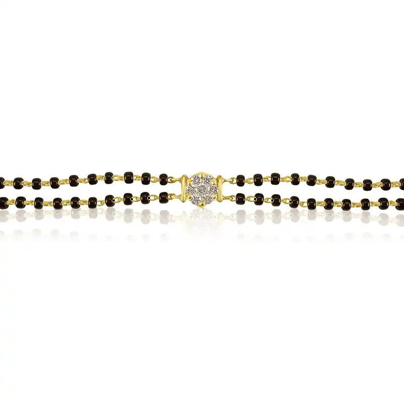 18K Gold Diamond Bracelet with black beads