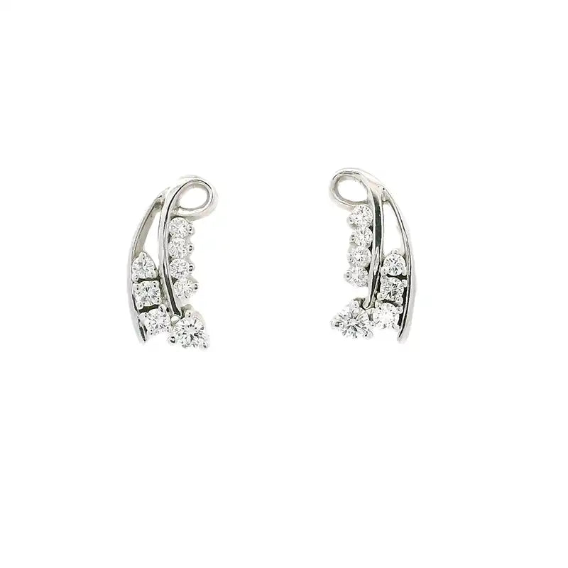 Swirl 18K White Gold Diamond Mangalsutra Necklace with matching earrings