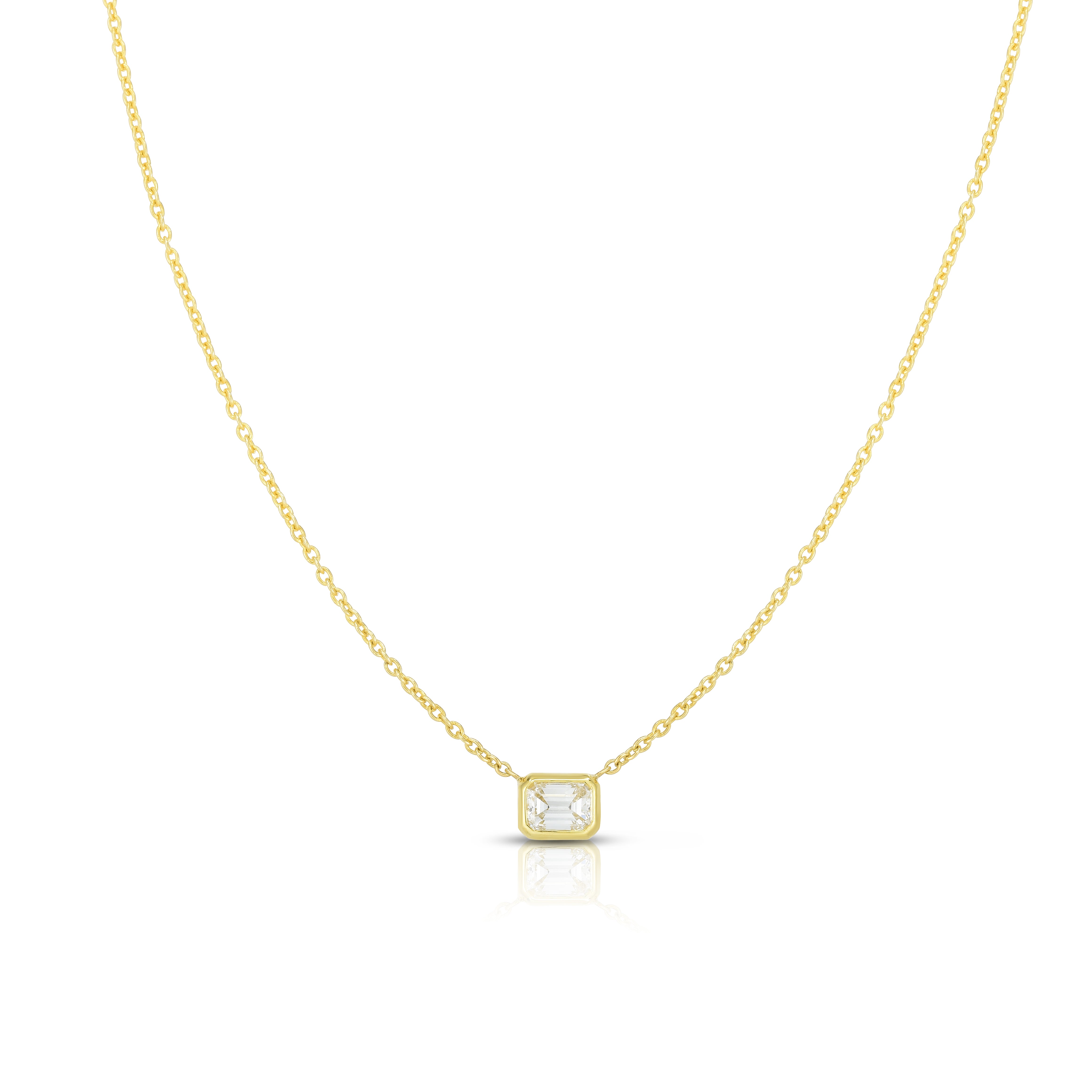 18K YELLOW GOLD GOLD DIAMONDS BY THE INCH EMERALD CUT SOLITAIRE NECKLACE