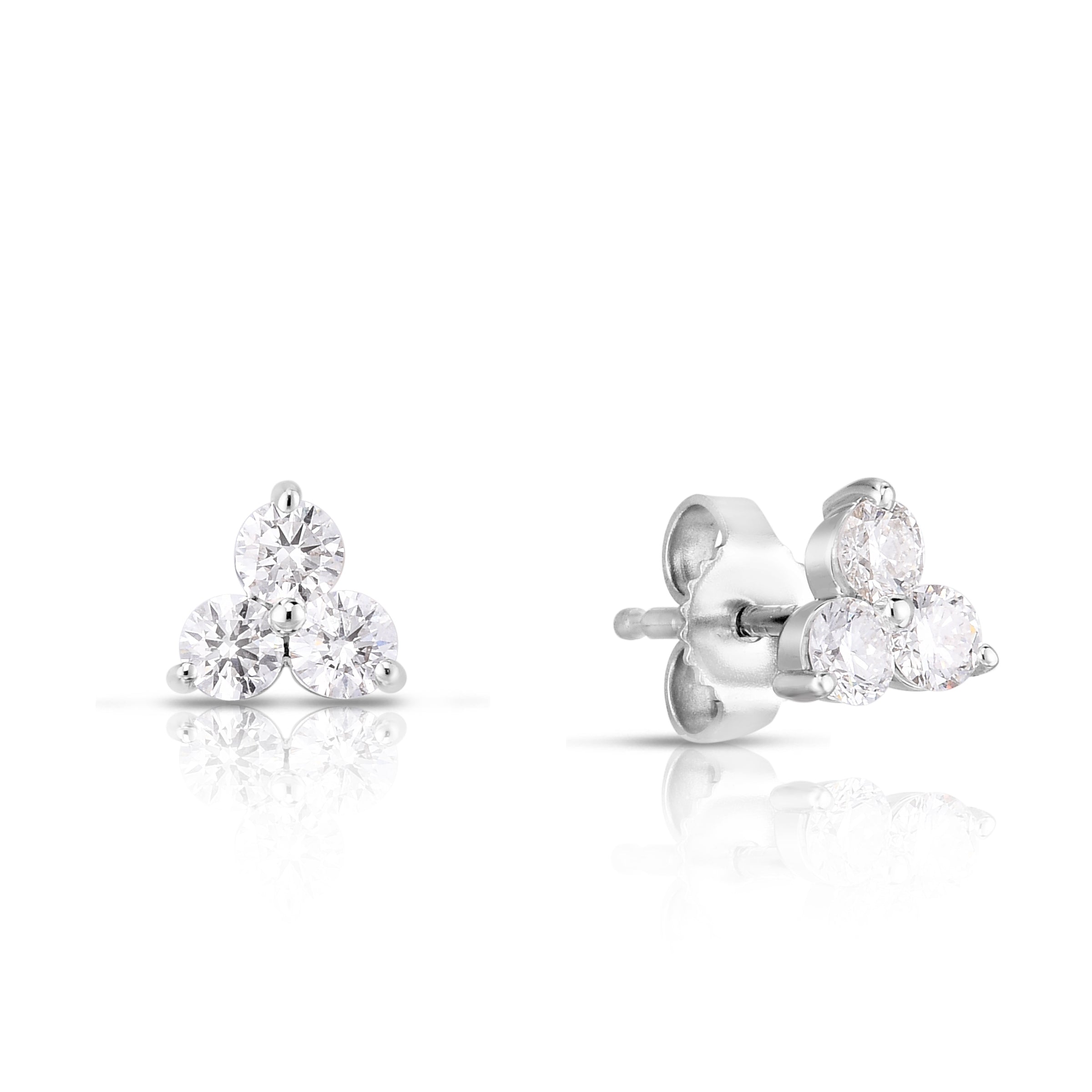 18K WHITE GOLD TINY TREASURES SMALL THREE STONE CLUSTER STUD EARRINGS