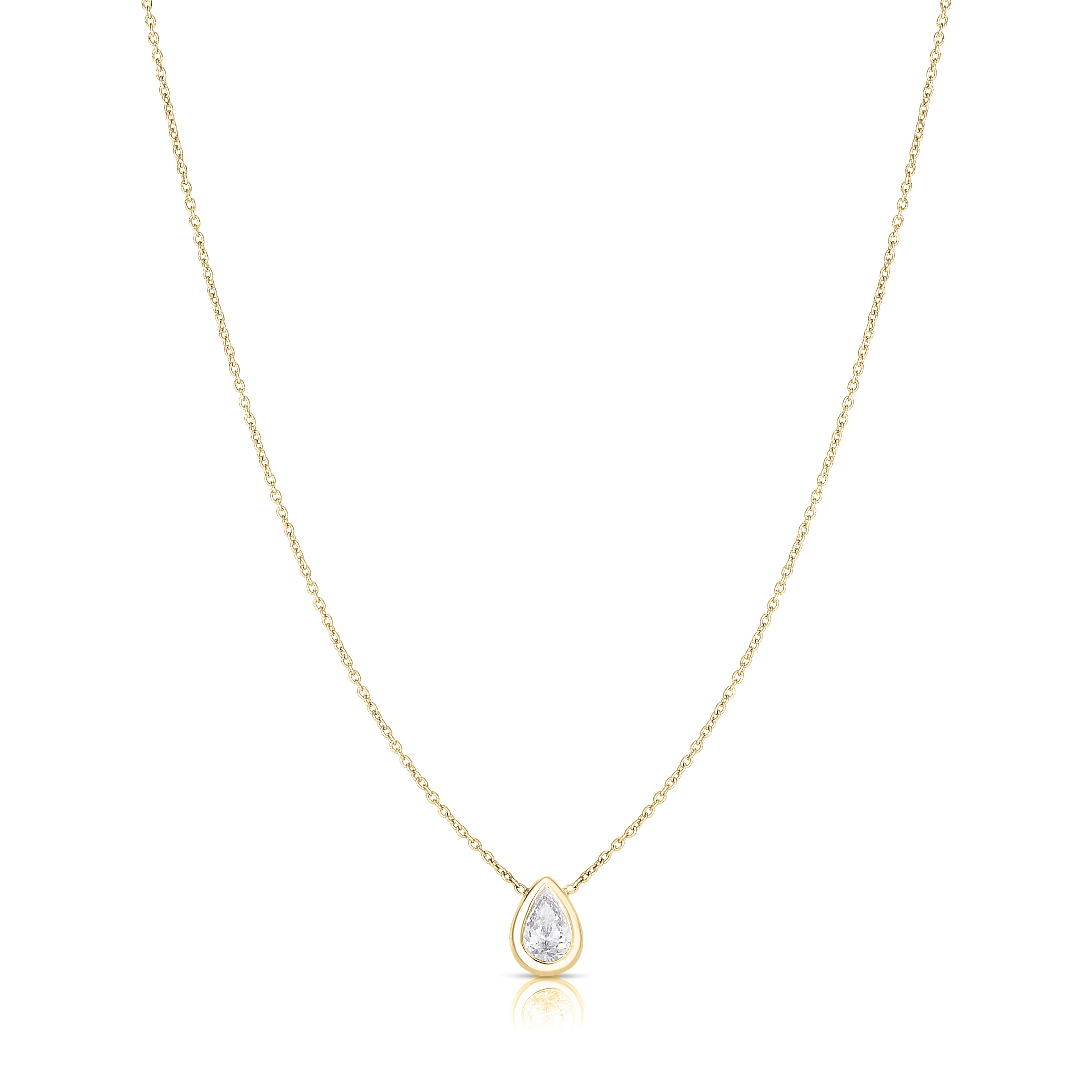 18K YELLOW GOLD DIAMONDS BY THE INCH PEAR CUT SOLITAIRE NECKLACE