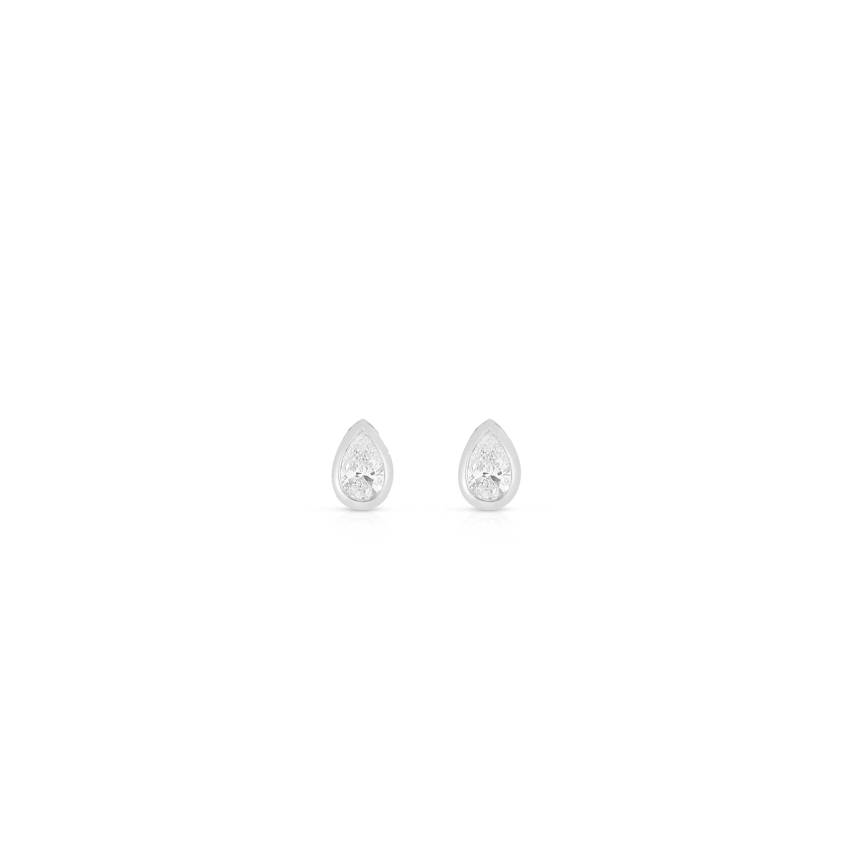 18K WHITE GOLD TINY TREASURES PEAR CUT DIAMOND SOLITAIRE EARRINGS