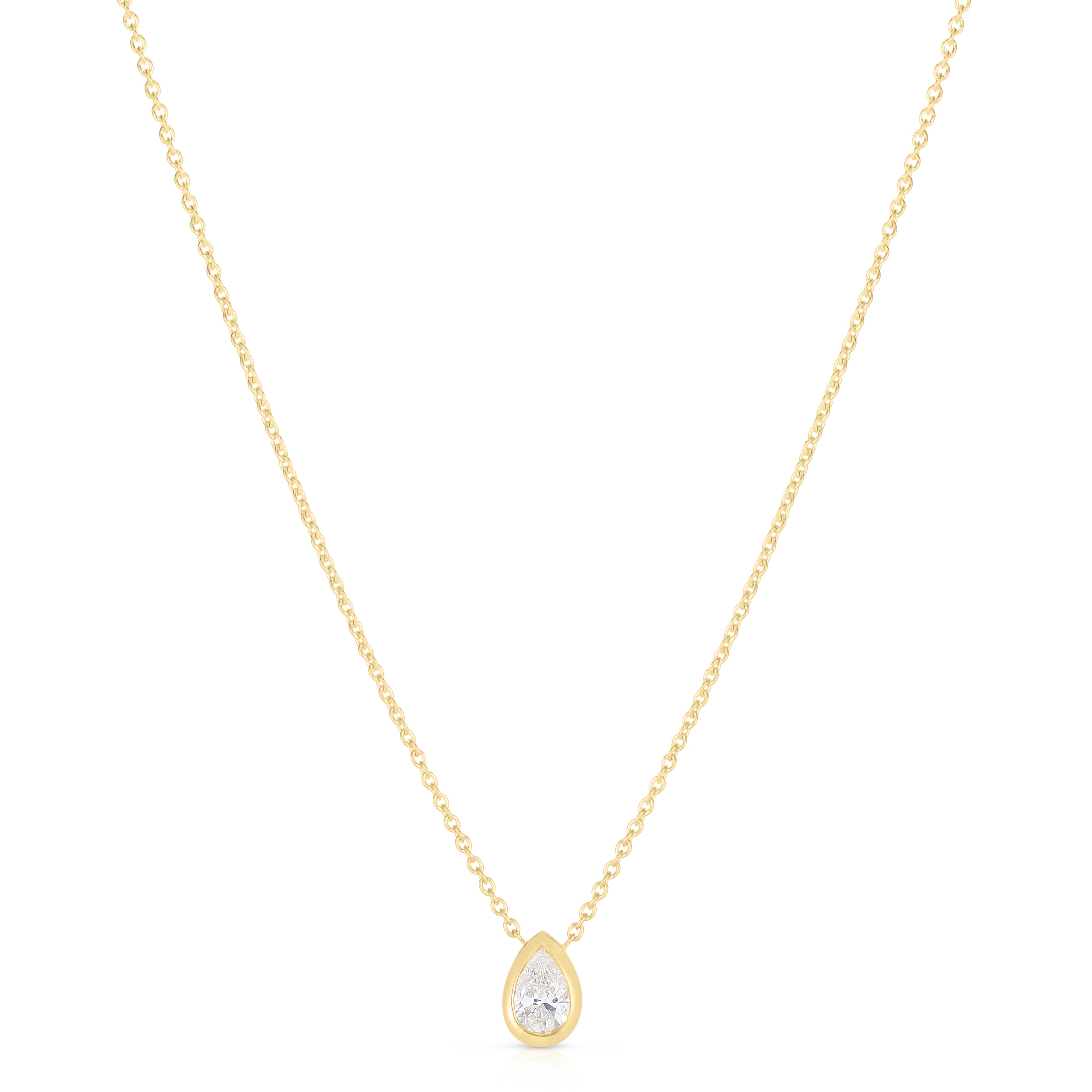 18K YELLOW GOLD DIAMONDS BY THE INCH PEAR CUT SOLITAIRE NECKLACE