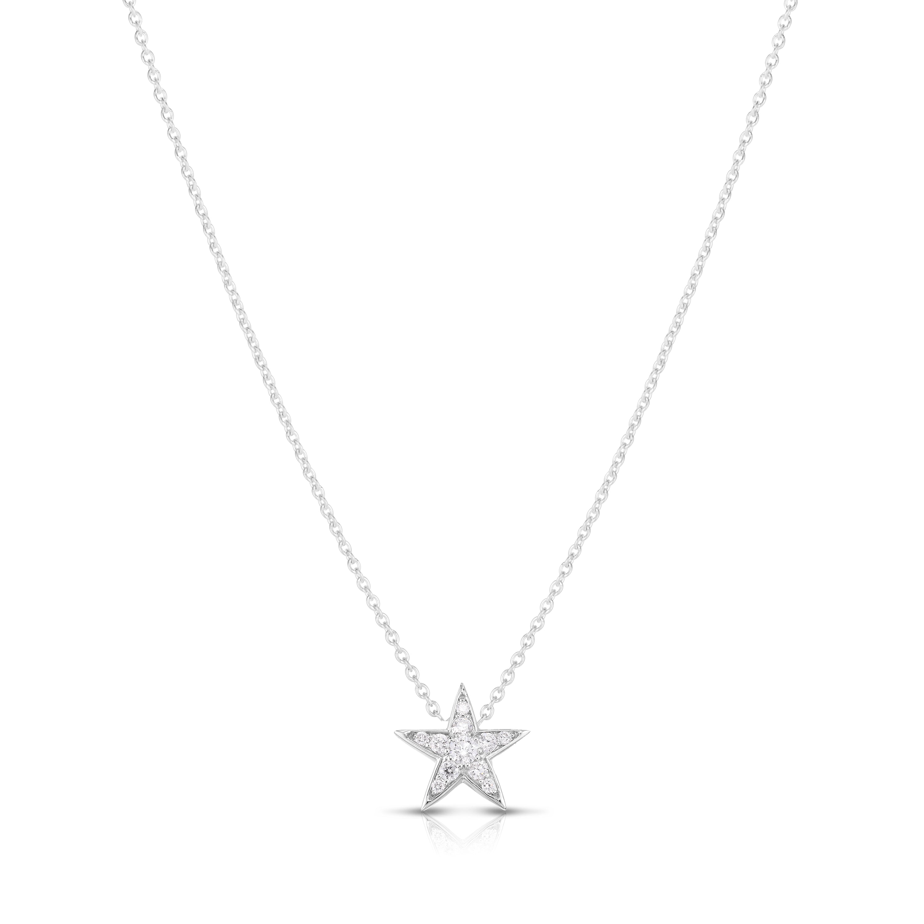 18K WHITE GOLD TINY TREASURE DIAMOND FIVE POINT STAR NECKLACE
