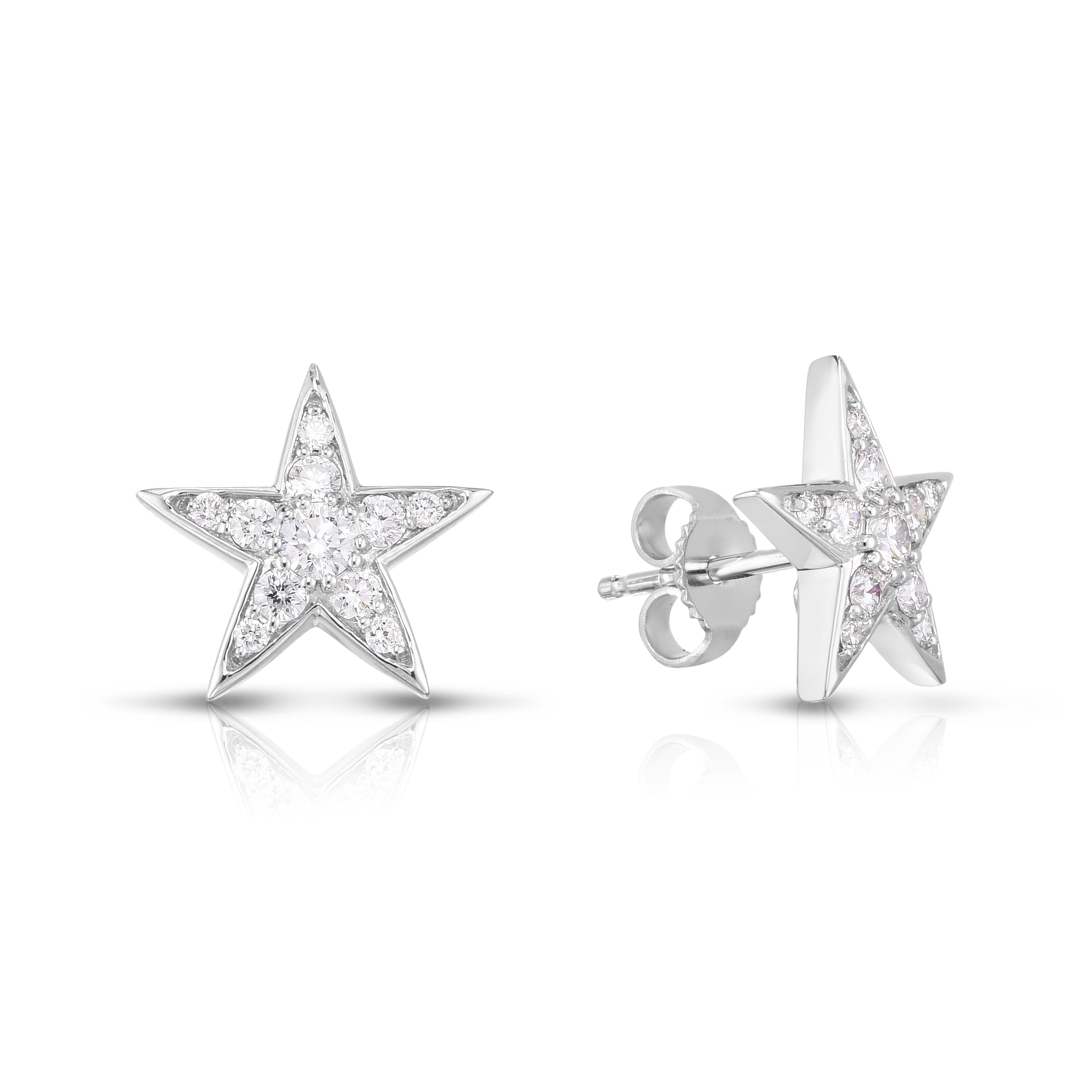 18K WHITE GOLD TINY TREASURES DIAMOND FIVE POINT STAR STUD EARRINGS