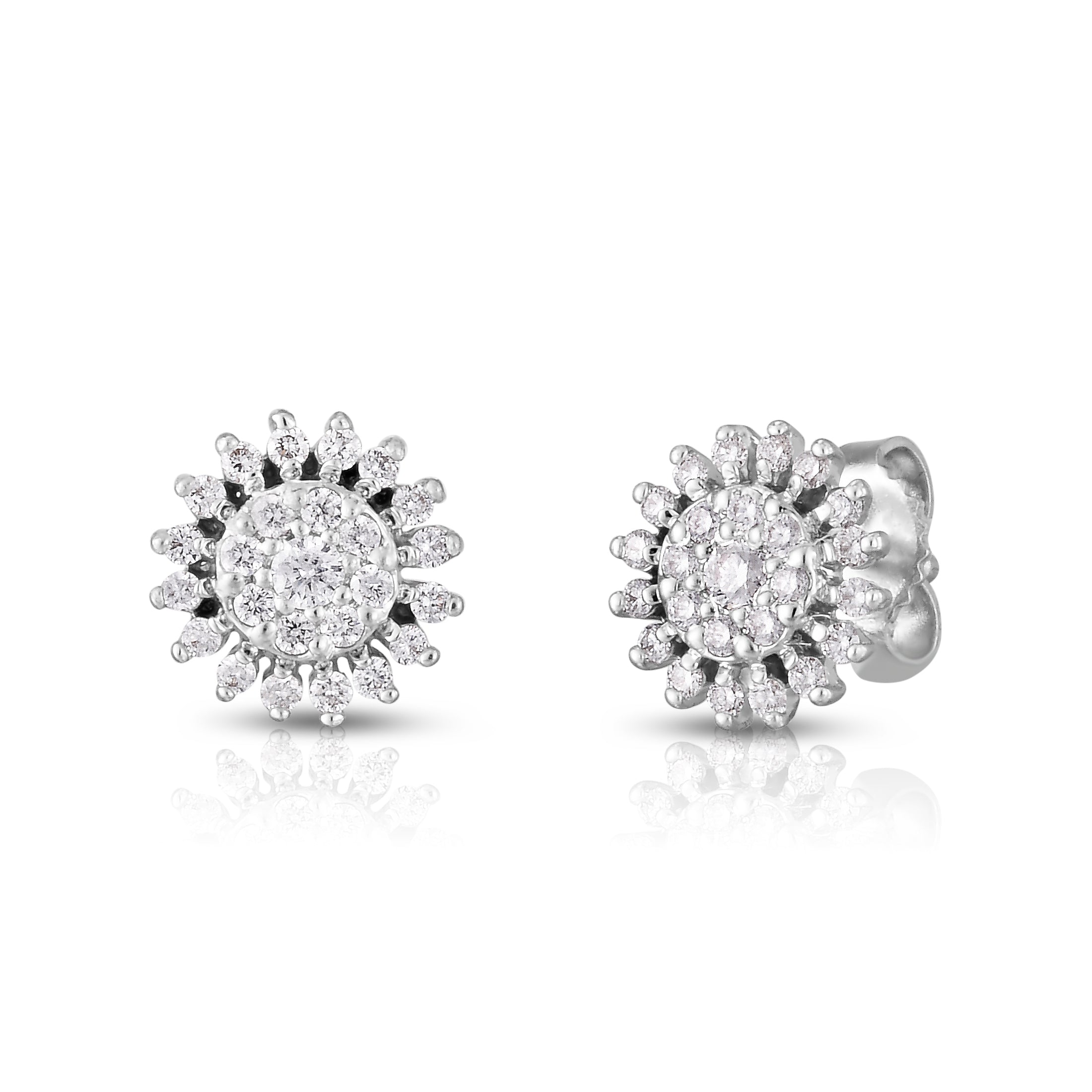18K WHITE GOLD TINY TREASURES EXTRA SMALL DIAMOND SUNBURST EARRINGS