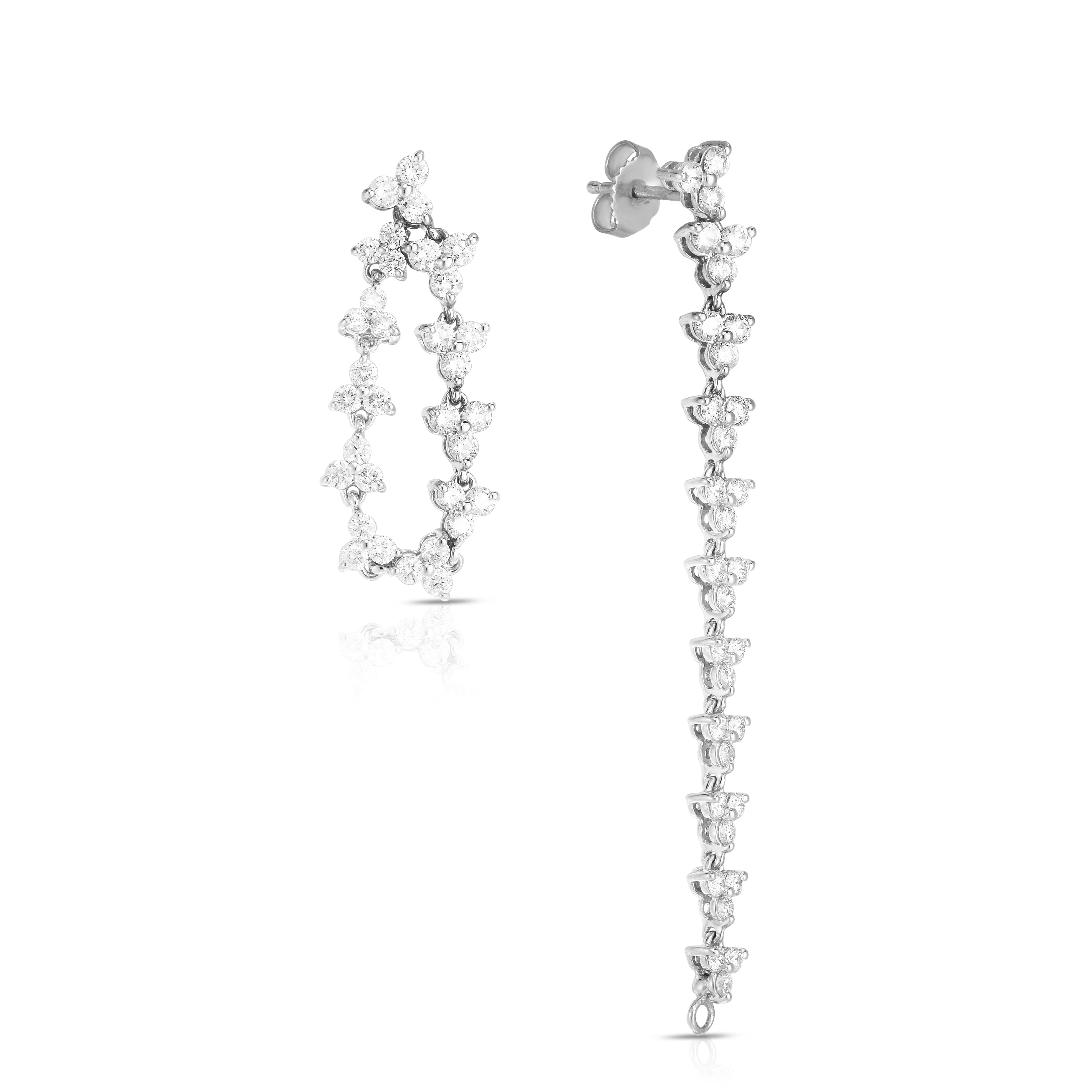 18K WHITE GOLD DIAMOND CLASSIC CONVERTIBLE FLOWER EARRINGS