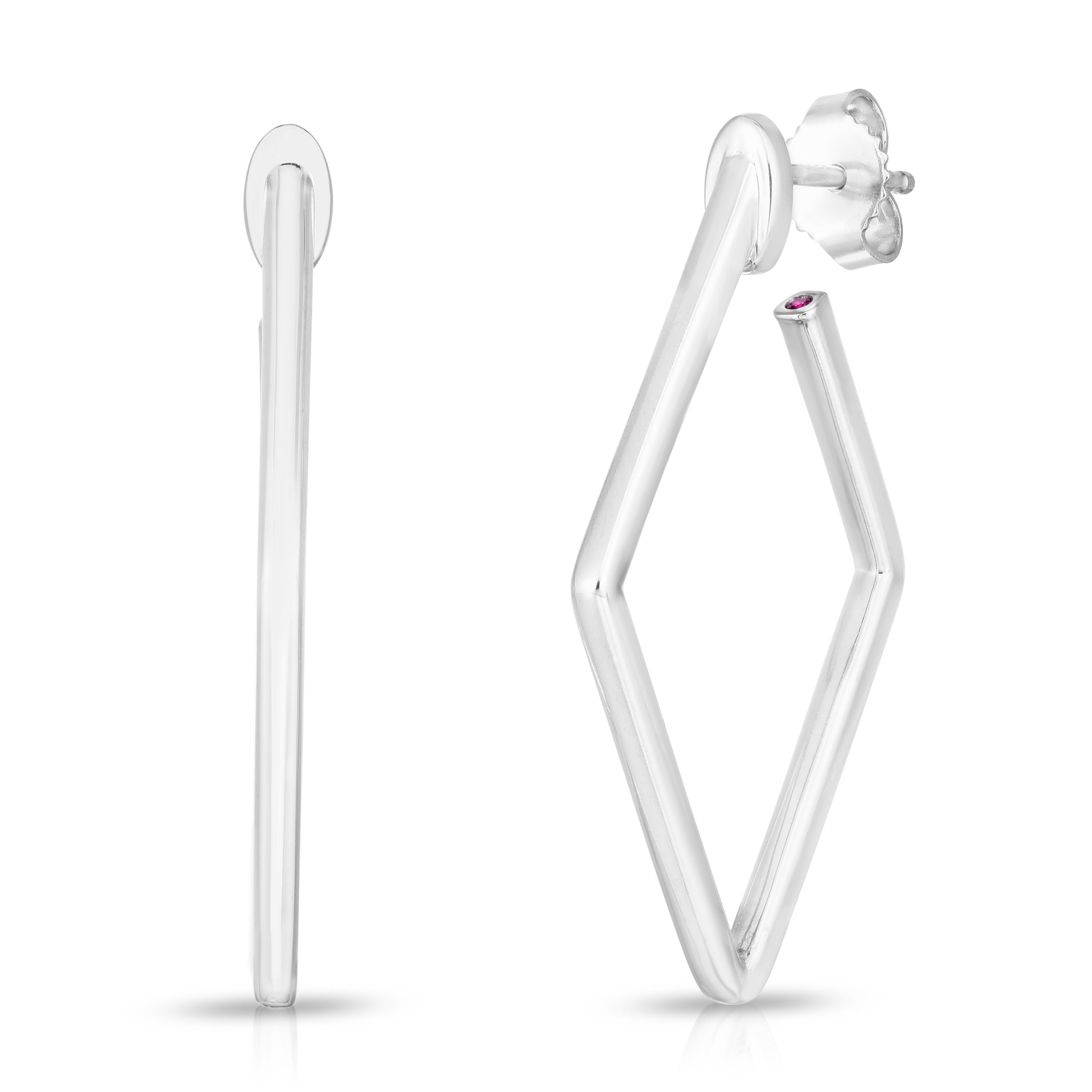 18K WHITE DESIGNER GOLD SMALL SQUARE HOOP EARRINGS