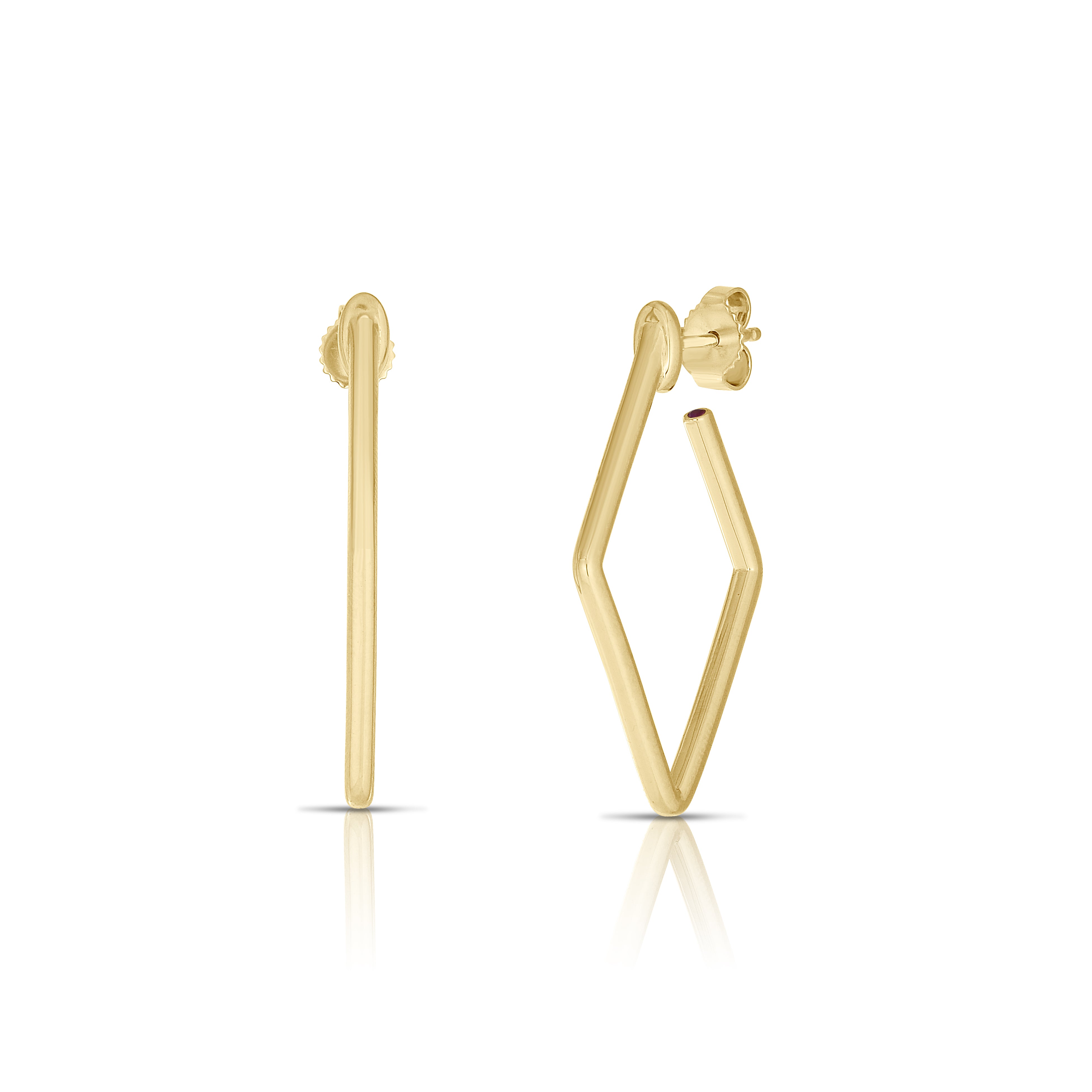 18K YELLOW DESIGNER GOLD SMALL SQUARE HOOP EARRINGS