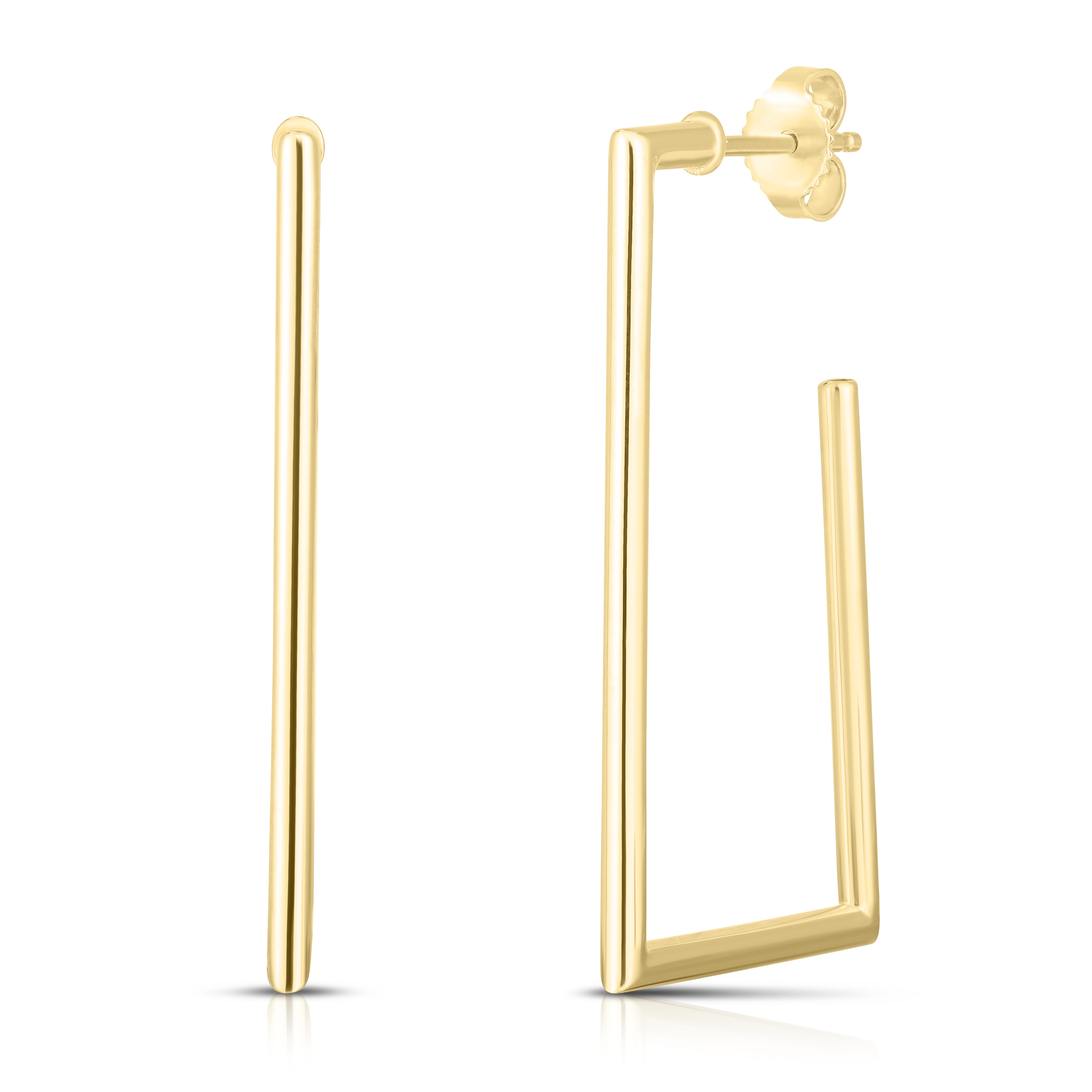 18K YELLOW DESIGNER GOLD SMALL SQUARE HOOP EARRRINGS