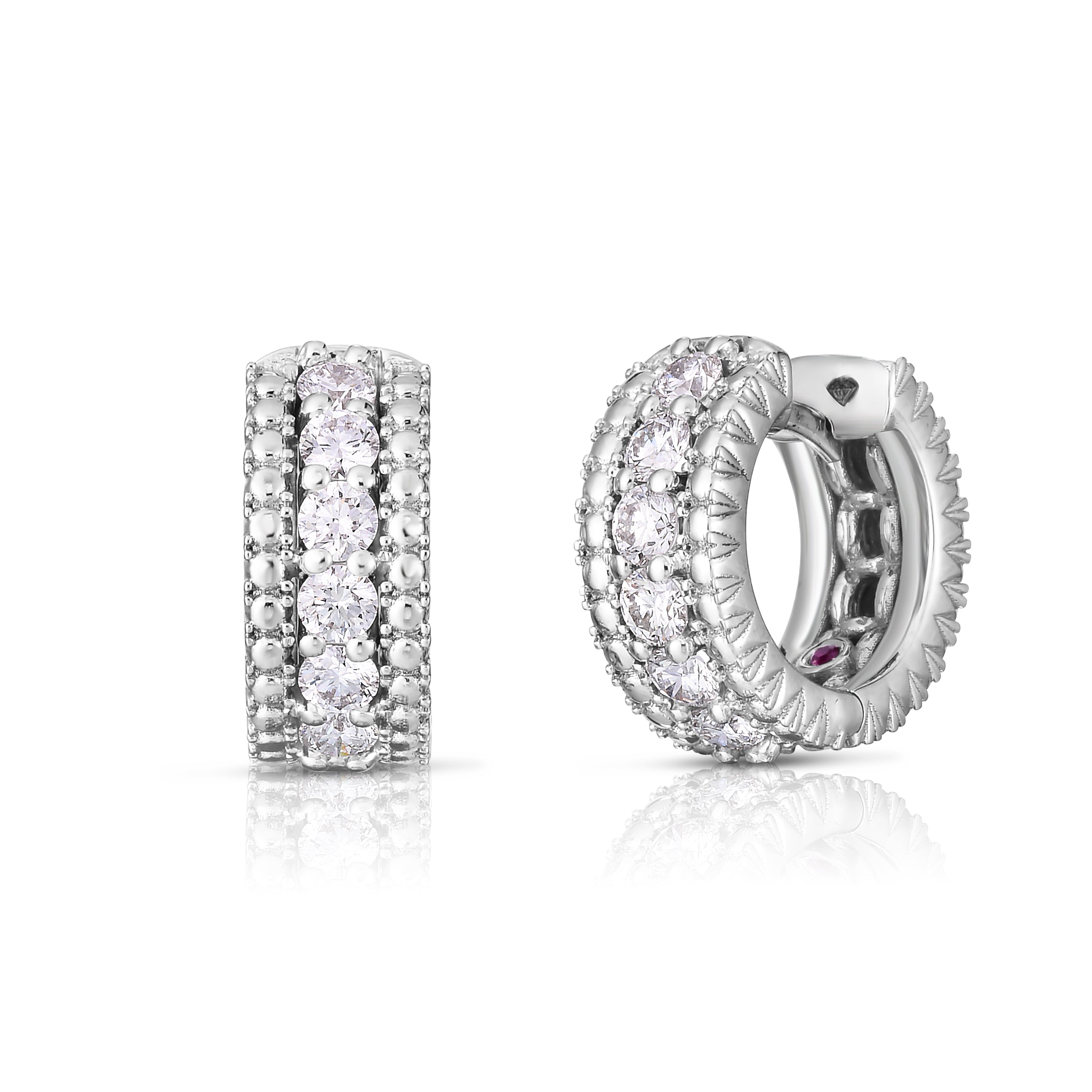18K WHITE GOLD SIENA DIAMOND HUGGY HOOP EARRINGS