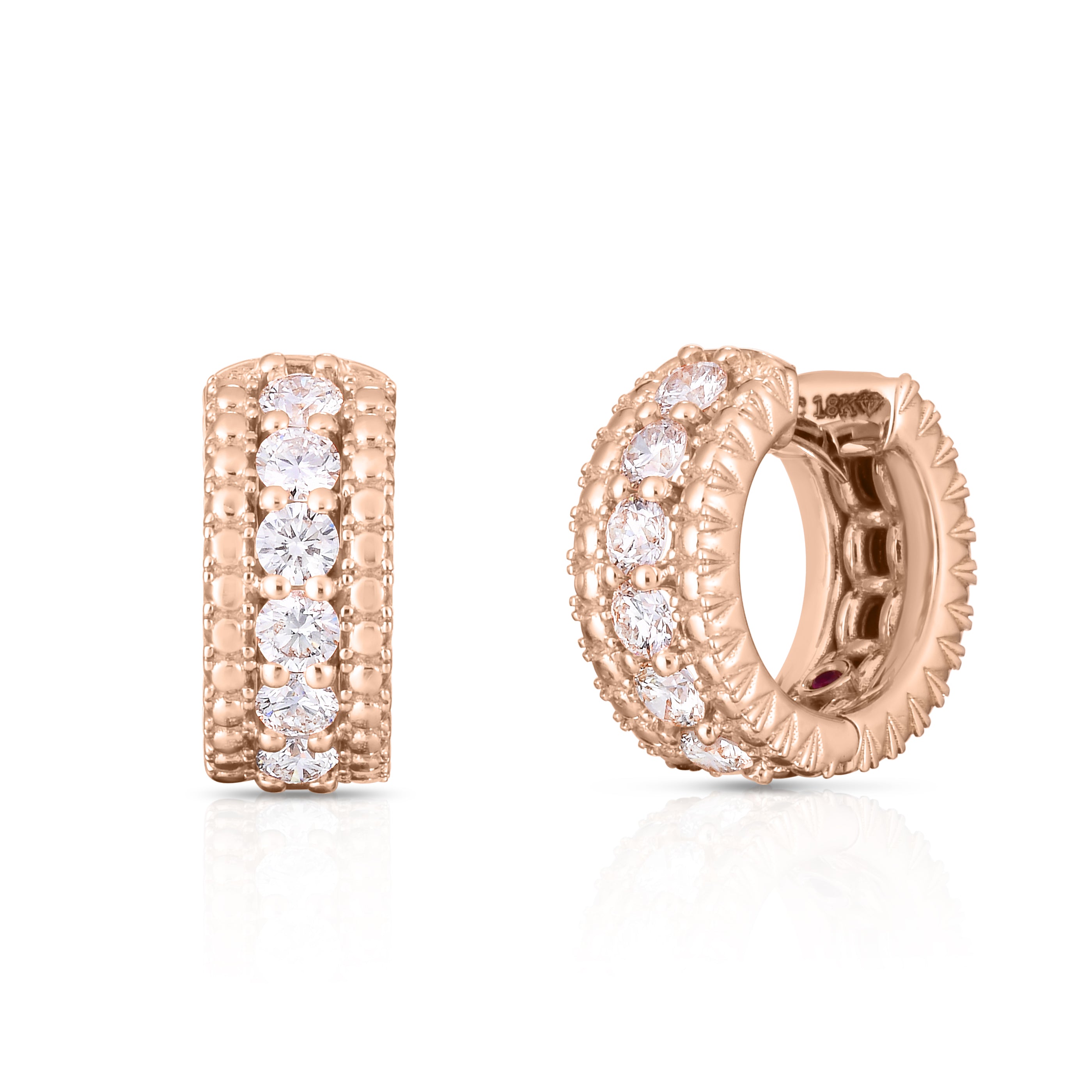 18K ROSE GOLD SIENA DIAMOND HUGGY HOOP EARRINGS
