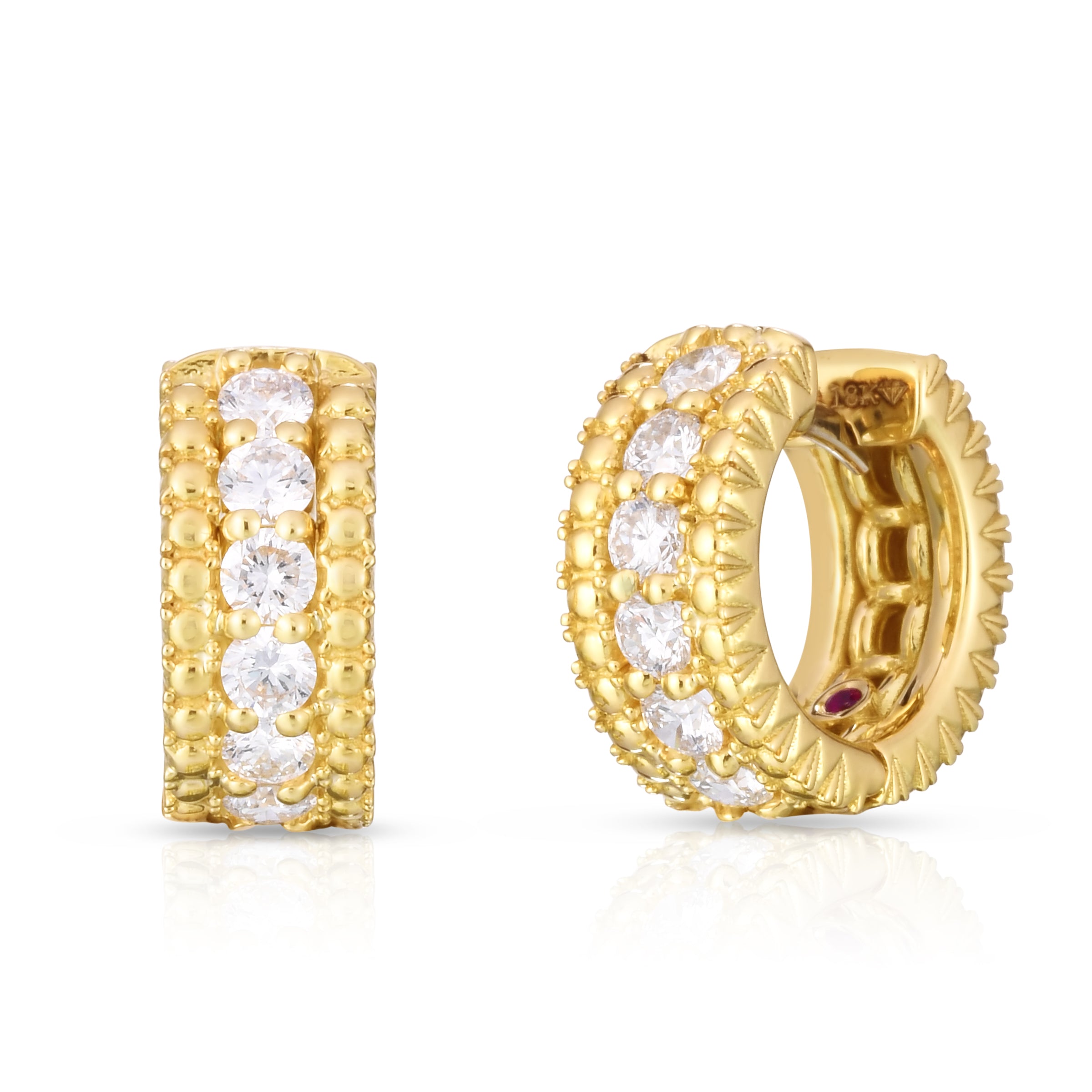 18K YELLOW GOLD SIENA DIAMOND HUGGY HOOP EARRINGS