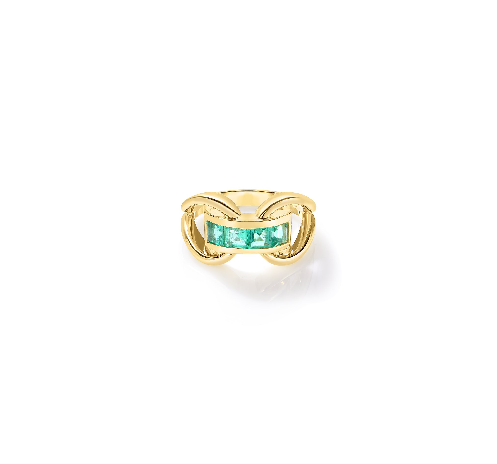 18K YELLOW DESIGNER GOLD EMERALD RING