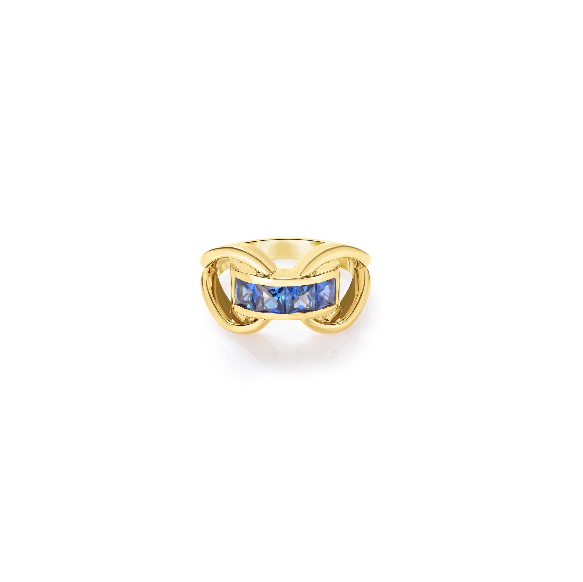 18K YELLOW DESIGNER GOLD BLUE SAPPHIRE RING