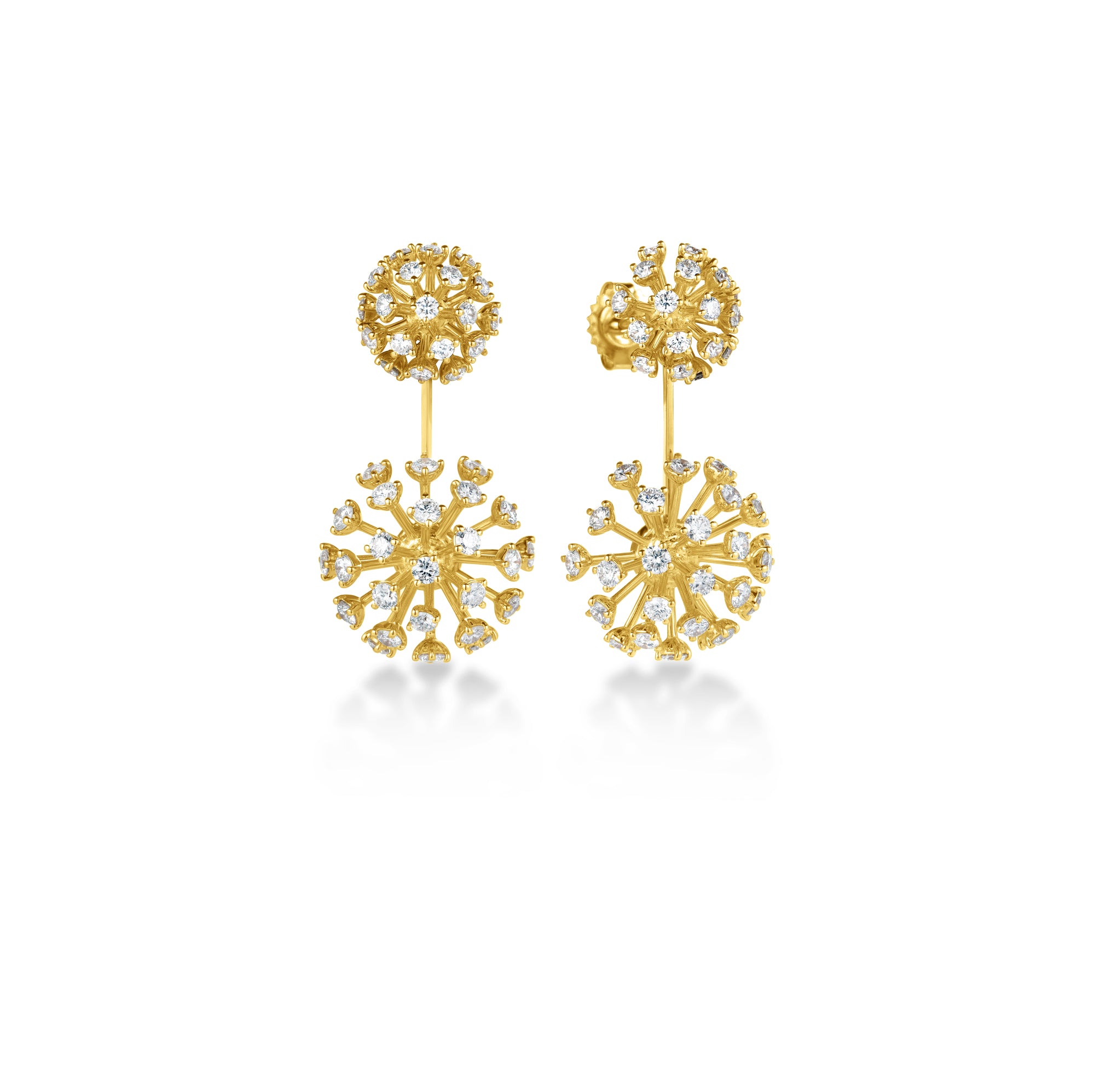 18K YELLOW GOLD DANDELION DIAMOND DROP EARRINGS