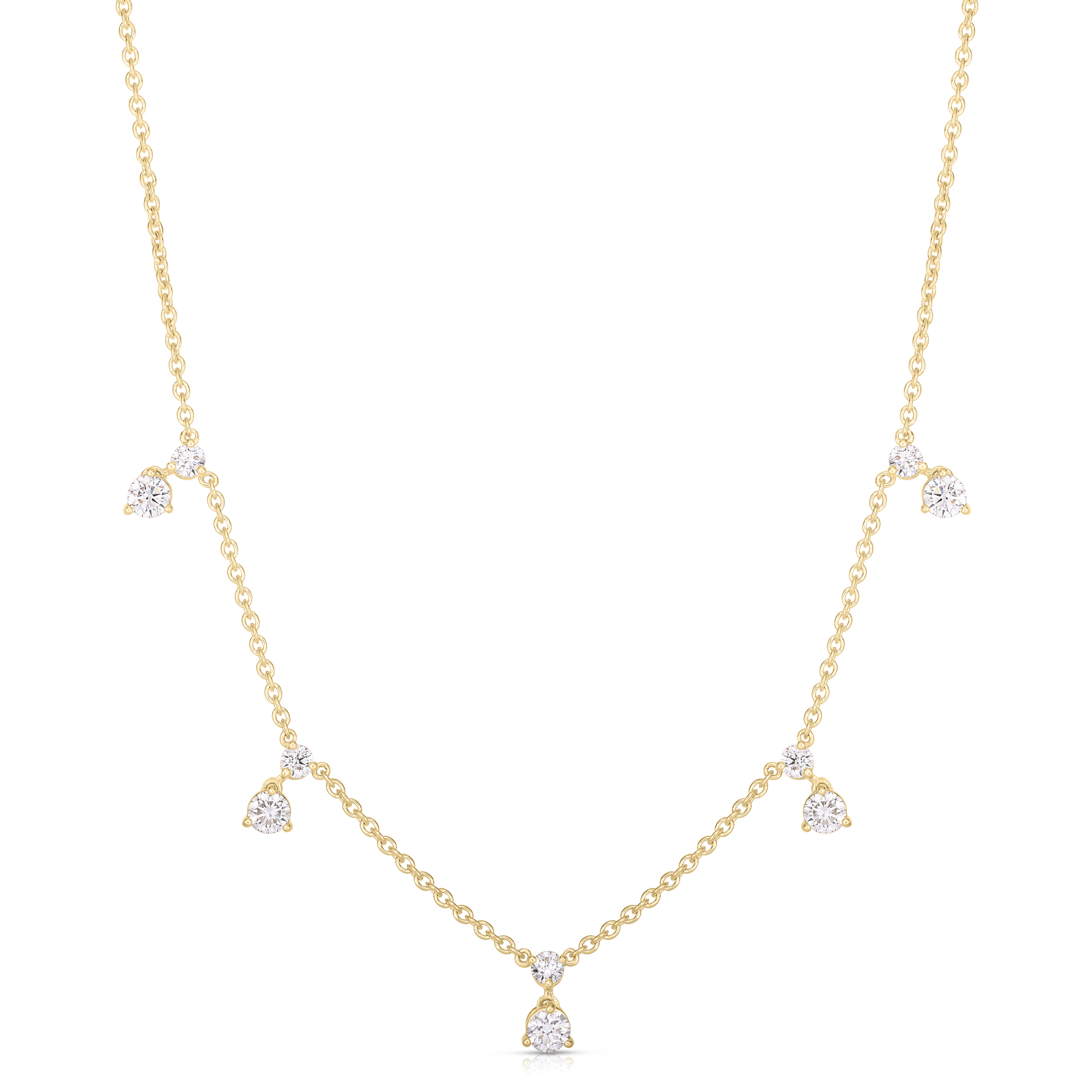 18K YELLOW GOLD DIAMONDS BY THE INCH DANGLING FIVE STATION NECKLACE