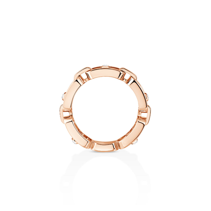 18K Pink Gold Diamond Move Link Pavé Ring