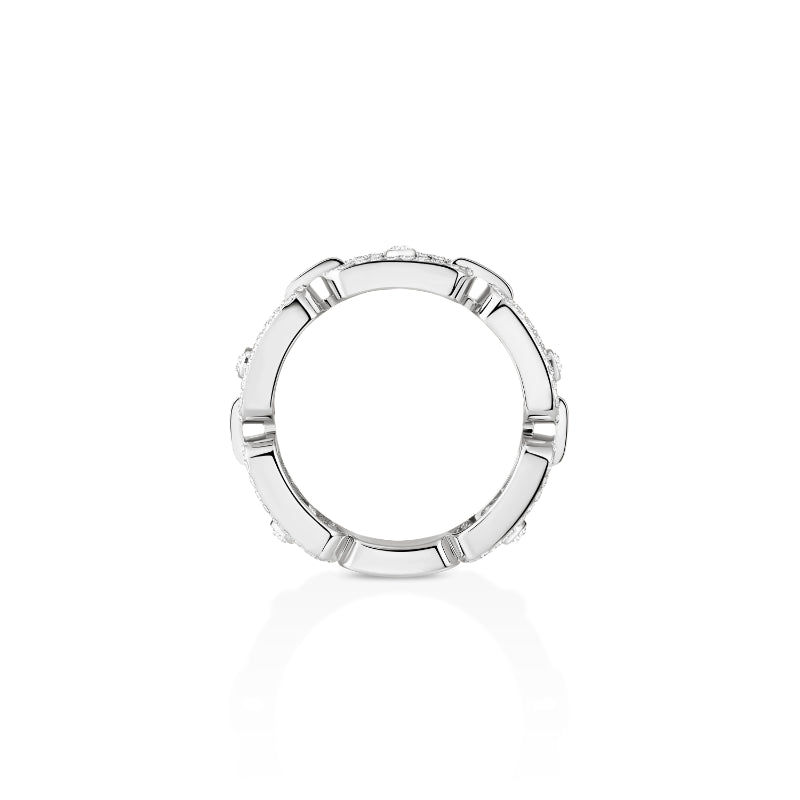 18K White Gold Diamond Move Link Pavé Ring