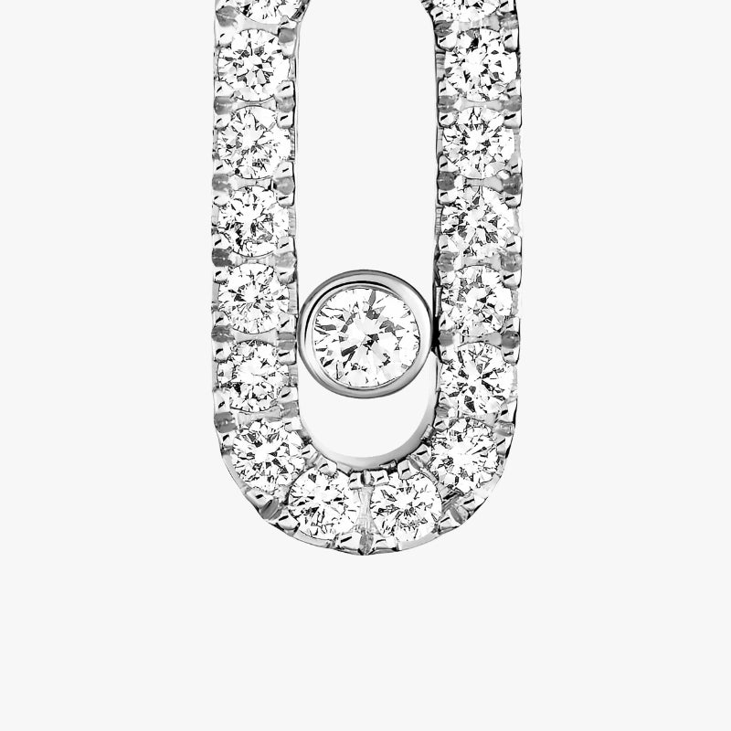 1 Pair of 18K White Gold Diamond Move Uno Hoop Earrings
