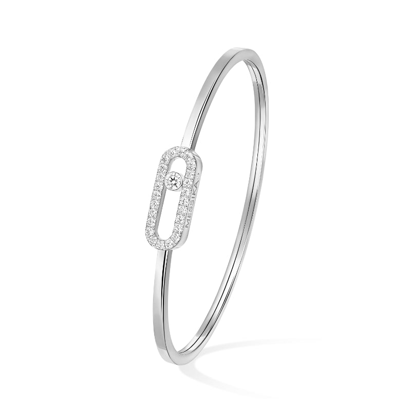 18K White Gold Diamond Move Uno Pavé Flex Medium Bracelet
