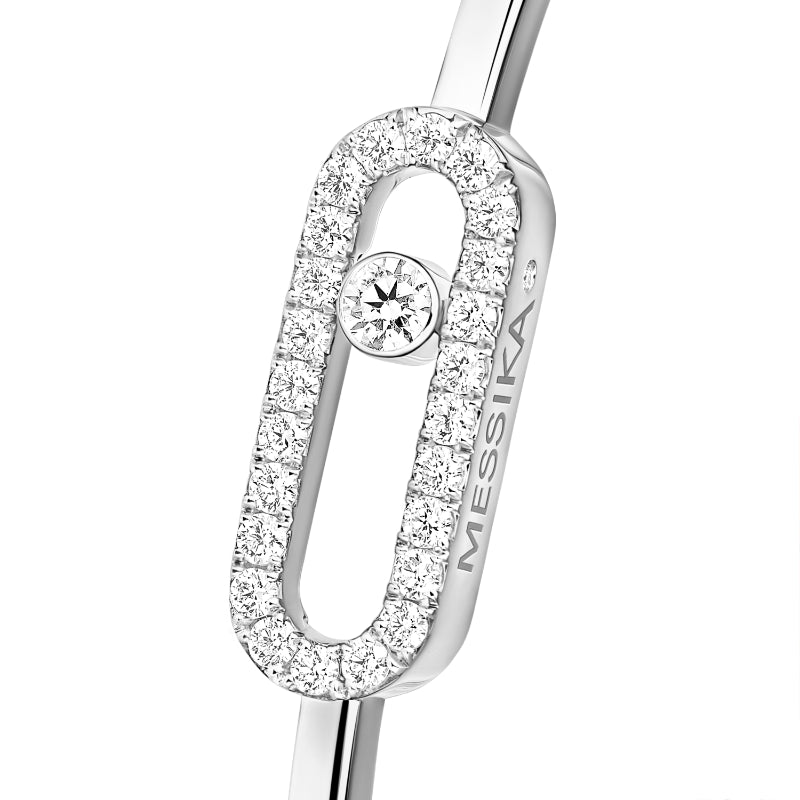 18K White Gold Diamond Move Uno Pavé Flex Medium Bracelet