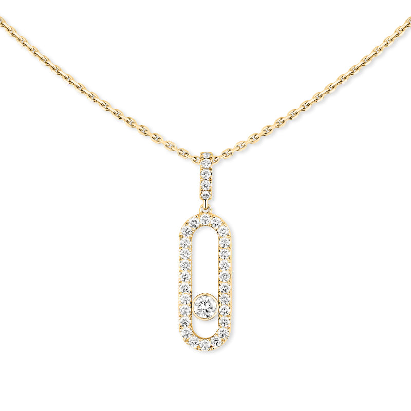 18K Yellow Gold Diamond Move Uno Pavé Large Necklace
