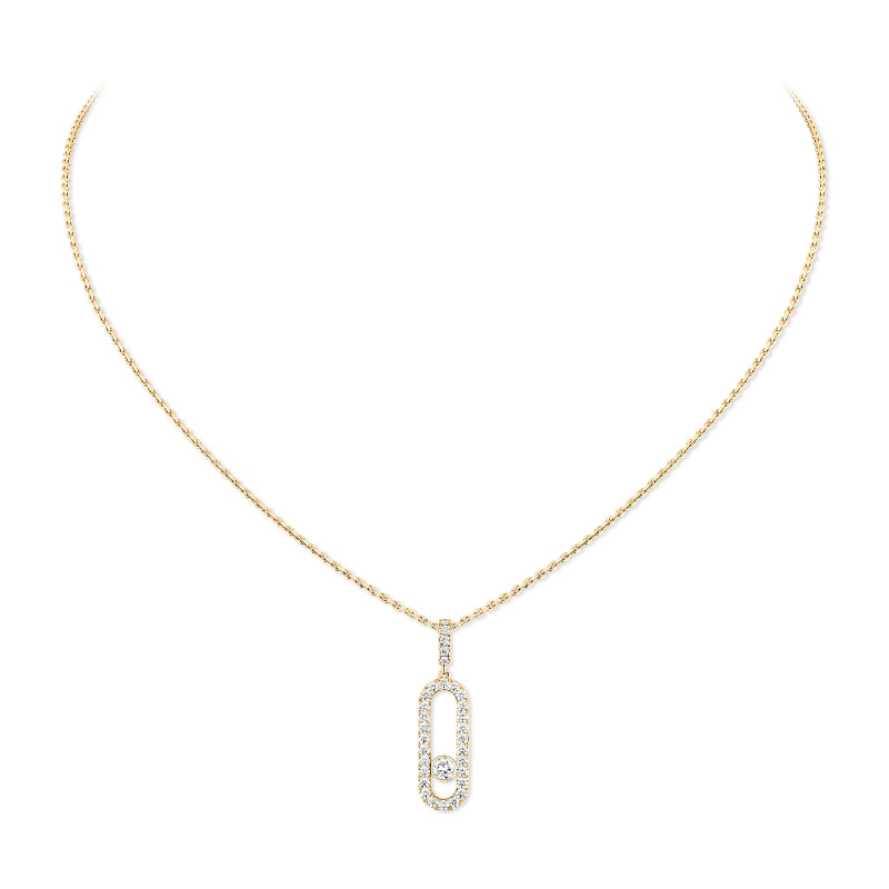18K Yellow Gold Diamond Move Uno Pavé Large Necklace