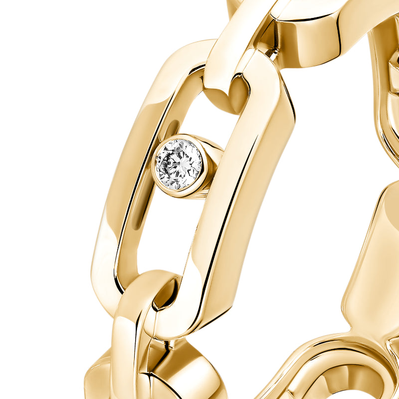 18K Yellow Gold Diamond Move Link Ring