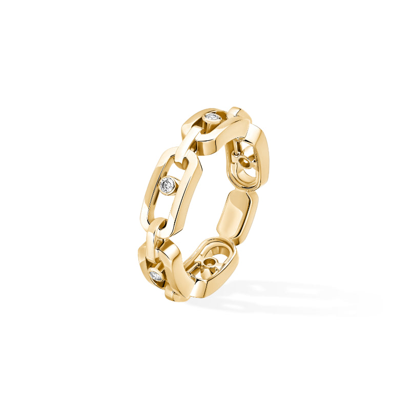 18K Yellow Gold Diamond Move Link Ring