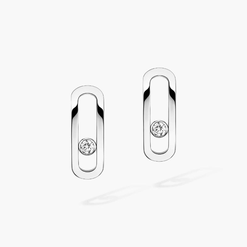 1 Pair of 18K White Gold Diamond Move Uno Earrings