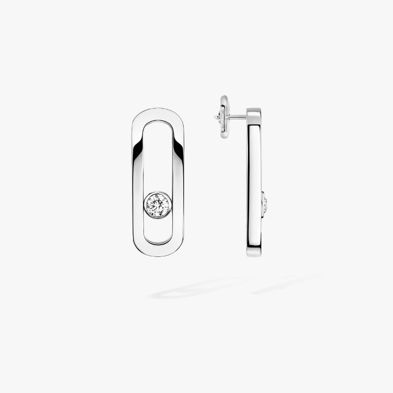 1 Pair of 18K White Gold Diamond Move Uno Earrings