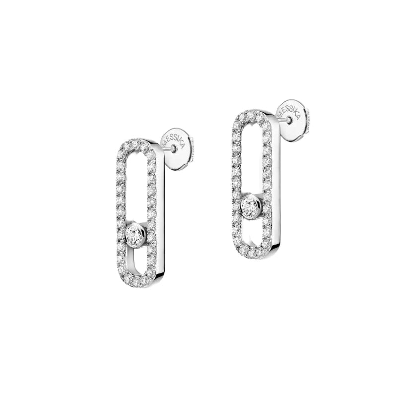 1 Pair of 18K White Gold Diamond Move Uno Pavé Large Earrings