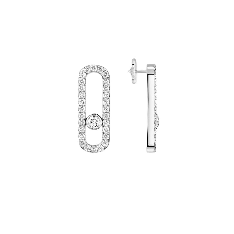 1 Pair of 18K White Gold Diamond Move Uno Pavé Large Earrings