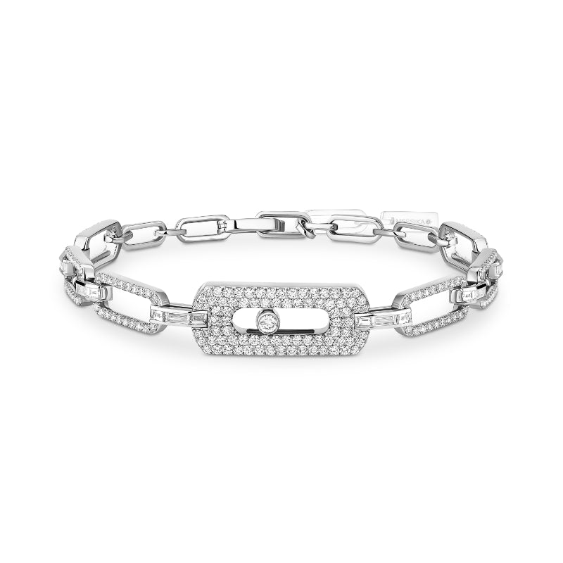 18K White Gold Diamond My Move Pavé Chain Bracelet