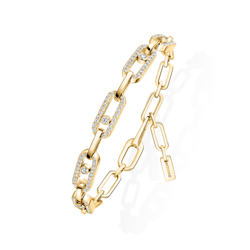 18K Yellow Gold Diamond Move Link Bracelet