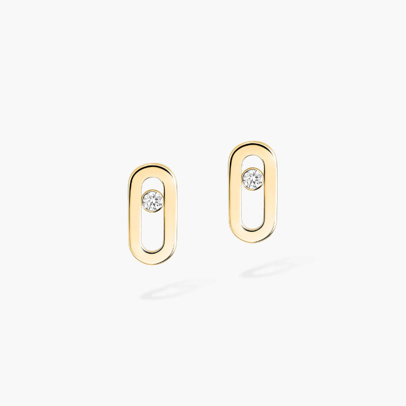 1 Pair of 18K Yellow Gold Diamond Move Uno Stud Earrings